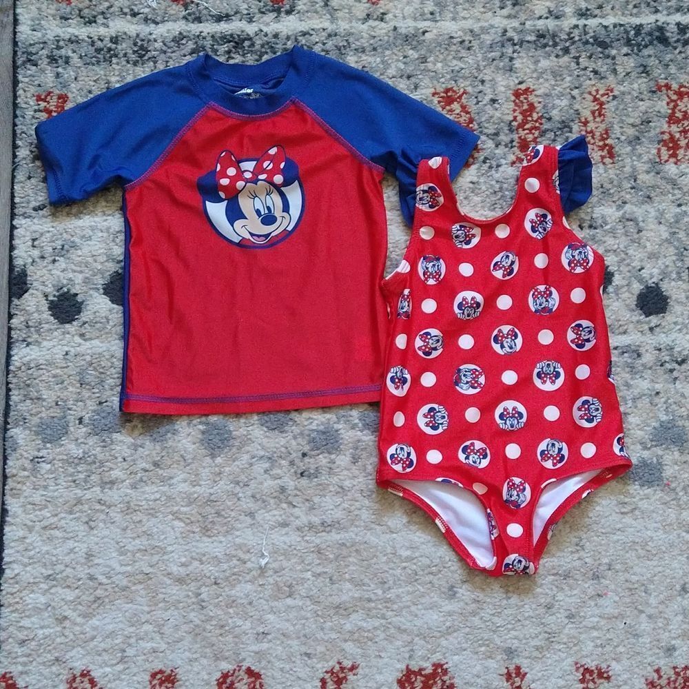 Toddler Minnie Mouse Swim Suit and Shirt size 3T